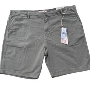 New American Threads Men's Light Grey Canvas Flat Front Casual Shorts Size 42